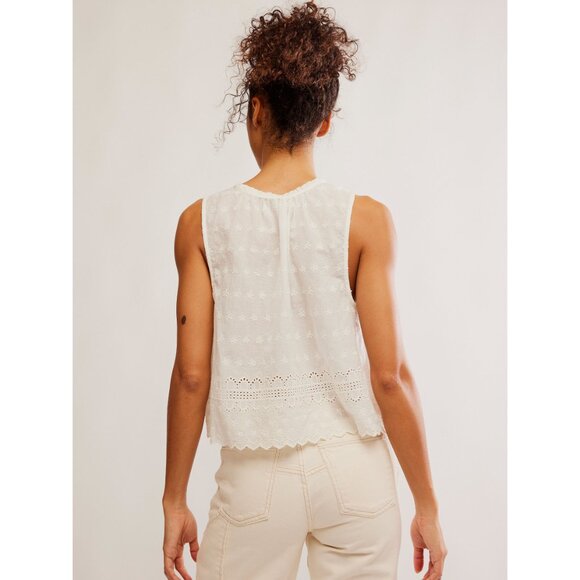 FREE PEOPLE Marina Eyelet Tank / Clean Ivory NWT XL - Picture 3 of 5